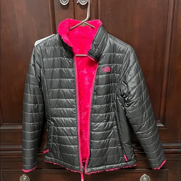 The North Face Charcoal and Fuchsia Quilted Jacket - Picture 1 of 4